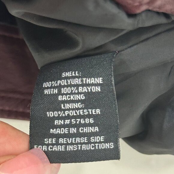 Me Jane Womens Burgundy Faux Leather Moto Jacket Size L Zip Pockets - Picture 4 of 12